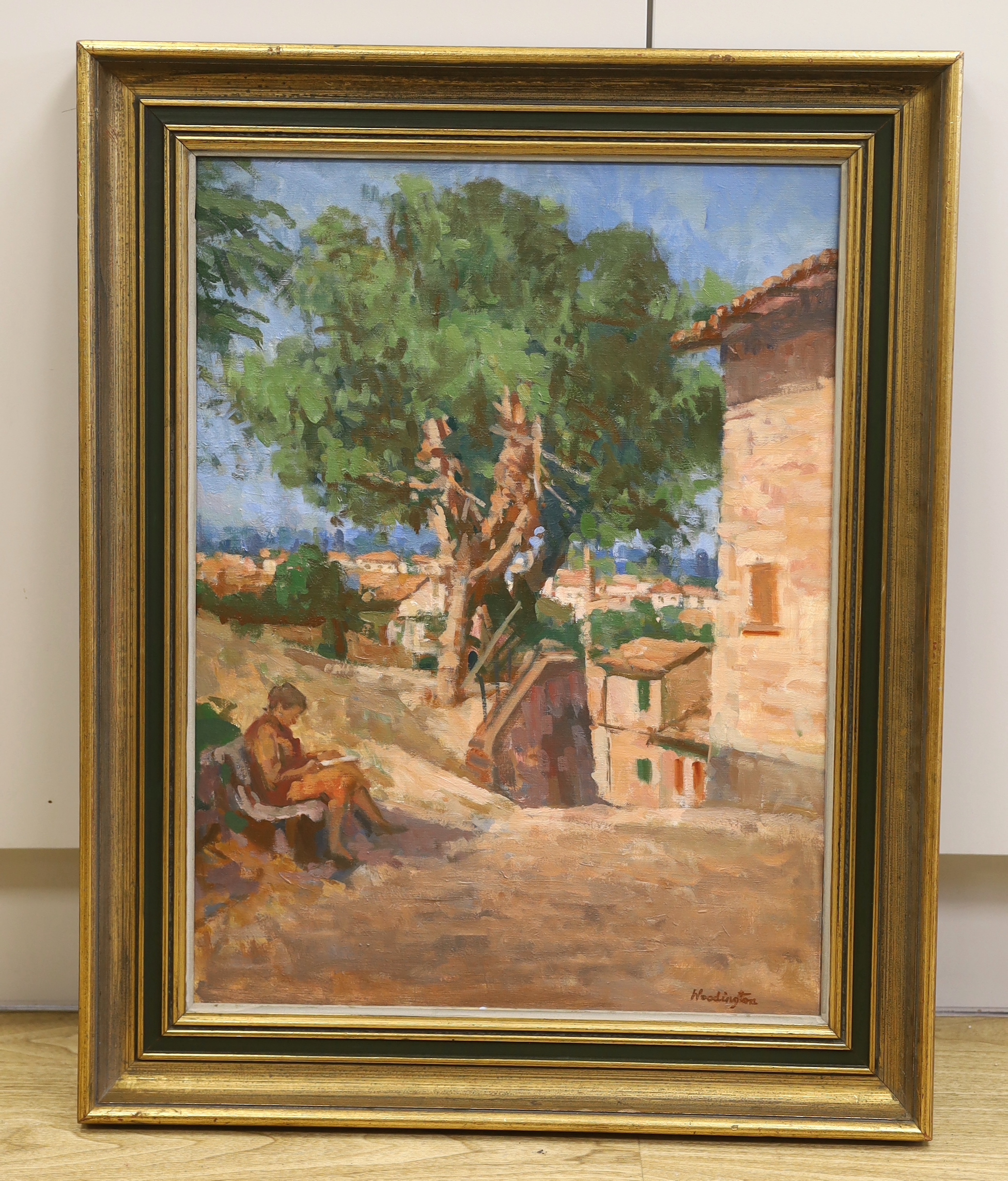 Walter Percy Woodington (1916-2000), impressionist oil on canvas, Sarnano, Italy, signed, exhibited R.A. Summer Exhibition 1986, 60 x 44cm